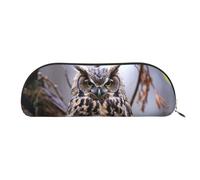 ANABPRMA Owl on a Branch Leather Pencil Bag, Leather Half-Circle Storage Pouch - for Makeup, Pens, and Essentials