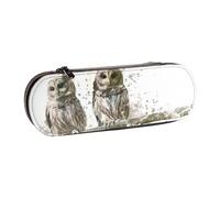 ANABPRMA Owl on The Tree Branch Hard Shell Leather Pencil Case, Multi-Use Zipper Box for Stationery, Makeup or Small Accessories