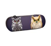 ANABPRMA Owls Birds Hard Shell Leather Pencil Case, Multi-Use Zipper Box for Stationery, Makeup or Small Accessories