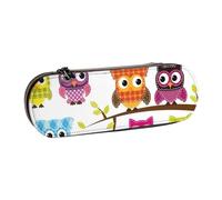 ANABPRMA Owls on Tree Branches Hard Shell Leather Pencil Case, Multi-Use Zipper Box for Stationery, Makeup or Small Accessories