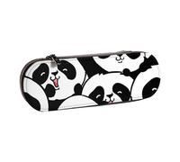 ANABPRMA Panda Pattern Hard Shell Leather Pencil Case, Multi-Use Zipper Box for Stationery, Makeup or Small Accessories
