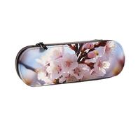 ANABPRMA Peach Blossom Hard Shell Leather Pencil Case, Multi-Use Zipper Box for Stationery, Makeup or Small Accessories