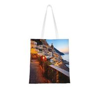 ANABPRMA Positano Seaside Sunset Canvas Tote Bag For Shopping, Work, And School | Lightweight Handbag With Reinforced Handles