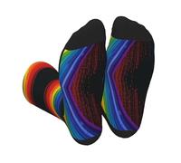 ANABPRMA Rainbow Color Block Mid-Calf Socks For Women & Men, Comfortable, Moisture-Wicking, Fits European Size 36-45 / Uk 3-8