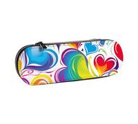 ANABPRMA Rainbow Colored Gay Pride Hearts Hard Shell Leather Pencil Case, Multi-Use Zipper Box for Stationery, Makeup or Small Accessories
