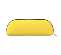 ANABPRMA Rape Yellow Leather Pencil Bag, Leather Half-Circle Storage Pouch - for Makeup, Pens, and Essentials
