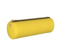 ANABPRMA Rape Yellow Leather Pencil Pouch Cylindrical Pen Case for School Office Supplies with Zipper Closure Portable Bag