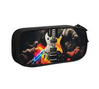 ANABPRMA Rock Music Pencil Case, Large Capacity Double Layer Student Pen Pouch with 2 Zipped Main Pockets, Multi-Functional Organiser for School, Office, Travelling