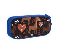 ANABPRMA Romantic Dachshunds Pencil Case, Large Capacity Double Layer Student Pen Pouch with 2 Zipped Main Pockets, Multi-Functional Organiser for School, Office, Travelling