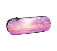 ANABPRMA Romantic Purple Lavender Hard Shell Leather Pencil Case, Multi-Use Zipper Box for Stationery, Makeup or Small Accessories
