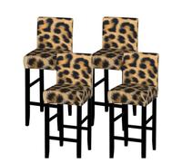 ANABPRMA Rough Leopard print Stretch Bar Stool Cover Counter Stool Slipcover for Armless Chairs Elastic Chair Seat Cover Furniture Protector Home Kitchen Decor