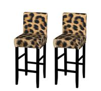 ANABPRMA Rough Leopard print Stretch Bar Stool Cover Counter Stool Slipcover for Armless Chairs Elastic Chair Seat Cover Furniture Protector Home Kitchen Decor