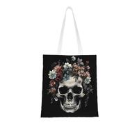 ANABPRMA Skull In Darkness Canvas Tote Bag For Shopping, Work, And School | Lightweight Handbag With Reinforced Handles