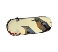 ANABPRMA Songbirds Hard Shell Leather Pencil Case, Multi-Use Zipper Box for Stationery, Makeup or Small Accessories