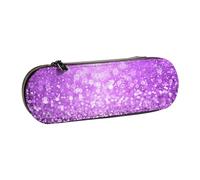 ANABPRMA Sparkling Purple Glitter Hard Shell Leather Pencil Case, Multi-Use Zipper Box for Stationery, Makeup or Small Accessories