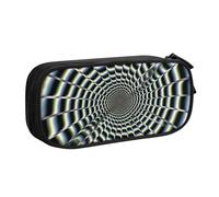 ANABPRMA Spiral Optical Illusion GIF Pencil Case, Large Capacity Double Layer Student Pen Pouch with 2 Zipped Main Pockets, Multi-Functional Organiser for School, Office, Travelling