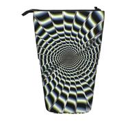 ANABPRMA Spiral Optical Illusion GIF Telescopic Standing Pencil Case Adjustable Pen Pouch with Zipper Oxford Organizer for School Office