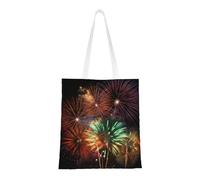 ANABPRMA Splendid Fireworks Canvas Tote Bag For Shopping, Work, And School | Lightweight Handbag With Reinforced Handles