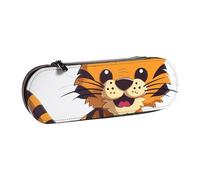 ANABPRMA Spotted Tiger Hard Shell Leather Pencil Case, Multi-Use Zipper Box for Stationery, Makeup or Small Accessories