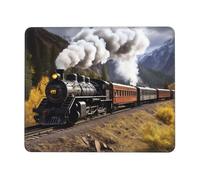 ANABPRMA Steam Locomotive Train Rubber Edge Mouse Pad for Office & Gaming, Non-Slip Desk Mouse Mat with Stitched Edges, Multiple Sizes7.9 x 9.5 in