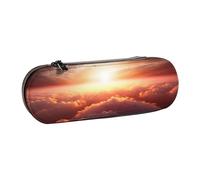ANABPRMA Sun Sunrise Cloud Hard Shell Leather Pencil Case, Multi-Use Zipper Box for Stationery, Makeup or Small Accessories