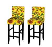 ANABPRMA Sunflowers Stretch Bar Stool Cover Counter Stool Slipcover for Armless Chairs Elastic Chair Seat Cover Furniture Protector Home Kitchen Decor