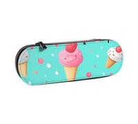 ANABPRMA Sweet Ice Cream Hard Shell Leather Pencil Case, Multi-Use Zipper Box for Stationery, Makeup or Small Accessories