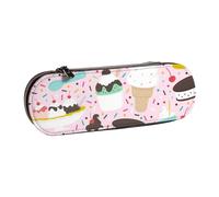 ANABPRMA Sweet Ice Cream Hard Shell Leather Pencil Case, Multi-Use Zipper Box for Stationery, Makeup or Small Accessories