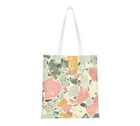 ANABPRMA Terrazzo Marble Pastel Canvas Tote Bag For Shopping, Work, And School | Lightweight Handbag With Reinforced Handles
