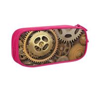 ANABPRMA The Clocks Theme Gears Pencil Case, Large Capacity Double Layer Student Pen Pouch with 2 Zipped Main Pockets, Multi-Functional Organiser for School, Office, Travelling