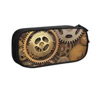 ANABPRMA The Clocks Theme Gears Pencil Case, Large Capacity Double Layer Student Pen Pouch with 2 Zipped Main Pockets, Multi-Functional Organiser for School, Office, Travelling
