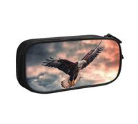 ANABPRMA The Eagle Flies Bravely Pencil Case, Large Capacity Double Layer Student Pen Pouch with 2 Zipped Main Pockets, Multi-Functional Organiser for School, Office, Travelling