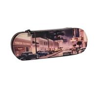 ANABPRMA The Old Hollywood Hard Shell Leather Pencil Case, Multi-Use Zipper Box for Stationery, Makeup or Small Accessories