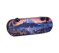 ANABPRMA The Old Hollywood Hard Shell Leather Pencil Case, Multi-Use Zipper Box for Stationery, Makeup or Small Accessories