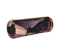 ANABPRMA The Old Hollywood Leather Pencil Pouch Cylindrical Pen Case for School Office Supplies with Zipper Closure Portable Bag