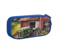 ANABPRMA Tractor On The Farm Pencil Case, Large Capacity Double Layer Student Pen Pouch with 2 Zipped Main Pockets, Multi-Functional Organiser for School, Office, Travelling