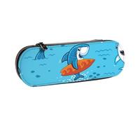 ANABPRMA Undersea Whale Hard Shell Leather Pencil Case, Multi-Use Zipper Box for Stationery, Makeup or Small Accessories