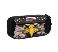 ANABPRMA Us Army Cool American Flag Eagle Pencil Case, Large Capacity Double Layer Student Pen Pouch with 2 Zipped Main Pockets, Multi-Functional Organiser for School, Office, Travelling