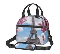 ANABPRMA Vintage Style Eiffel Tower Paris Insulated Lunch Bag Thermal Lunch Tote with Shoulder Strap Waterproof Lunch Box Bag for Work School Picnic Travel