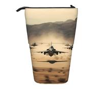 ANABPRMA War Plane Telescopic Standing Pencil Case Adjustable Pen Pouch with Zipper Oxford Organizer for School Office