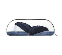ANABPRMA Whale Tail in The Sea Leather Pencil Bag, Leather Half-Circle Storage Pouch - for Makeup, Pens, and Essentials
