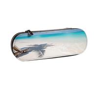 ANABPRMA White Beach Tropical sea Hard Shell Leather Pencil Case, Multi-Use Zipper Box for Stationery, Makeup or Small Accessories