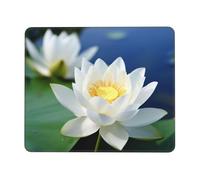 ANABPRMA White Lotus Flowers Rubber Edge Mouse Pad for Office & Gaming, Non-Slip Desk Mouse Mat with Stitched Edges, Multiple Sizes10 x 12 inch