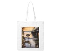 ANABPRMA Wild Goose By The Bridge Canvas Tote Bag For Women Reusable Shopping Shoulder Bag Large Capacity Handbag