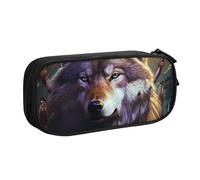 ANABPRMA Wolves and Dream Catchers Pencil Case, Large Capacity Double Layer Student Pen Pouch with 2 Zipped Main Pockets, Multi-Functional Organiser for School, Office, Travelling