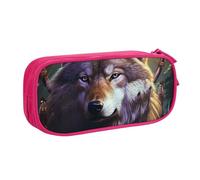 ANABPRMA Wolves and Dream Catchers Pencil Case, Large Capacity Double Layer Student Pen Pouch with 2 Zipped Main Pockets, Multi-Functional Organiser for School, Office, Travelling