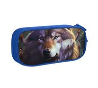 ANABPRMA Wolves and Dream Catchers Pencil Case, Large Capacity Double Layer Student Pen Pouch with 2 Zipped Main Pockets, Multi-Functional Organiser for School, Office, Travelling