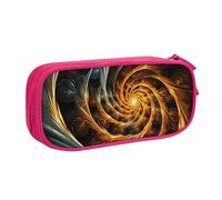 ANABPRMA Yellow Abstract Spiral Pattern Pencil Case, Large Capacity Double Layer Student Pen Pouch with 2 Zipped Main Pockets, Multi-Functional Organiser for School, Office, Travelling