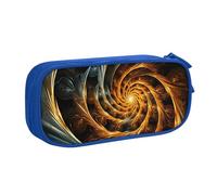 ANABPRMA Yellow Abstract Spiral Pattern Pencil Case, Large Capacity Double Layer Student Pen Pouch with 2 Zipped Main Pockets, Multi-Functional Organiser for School, Office, Travelling