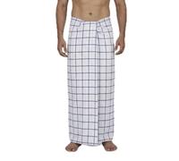 ANADAMZ Multipurpose Sarong/Wrap/Lungi White with Colour Checks 100% Soft Cotton 2 Meters Sewn/Stitched/Tube Type by eshop7 (Blue)